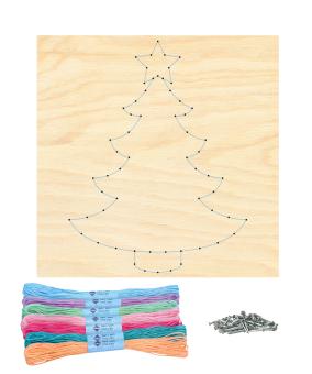 Nagelbild, Fadenbild, String Art mit Motiv Tannenbaum 